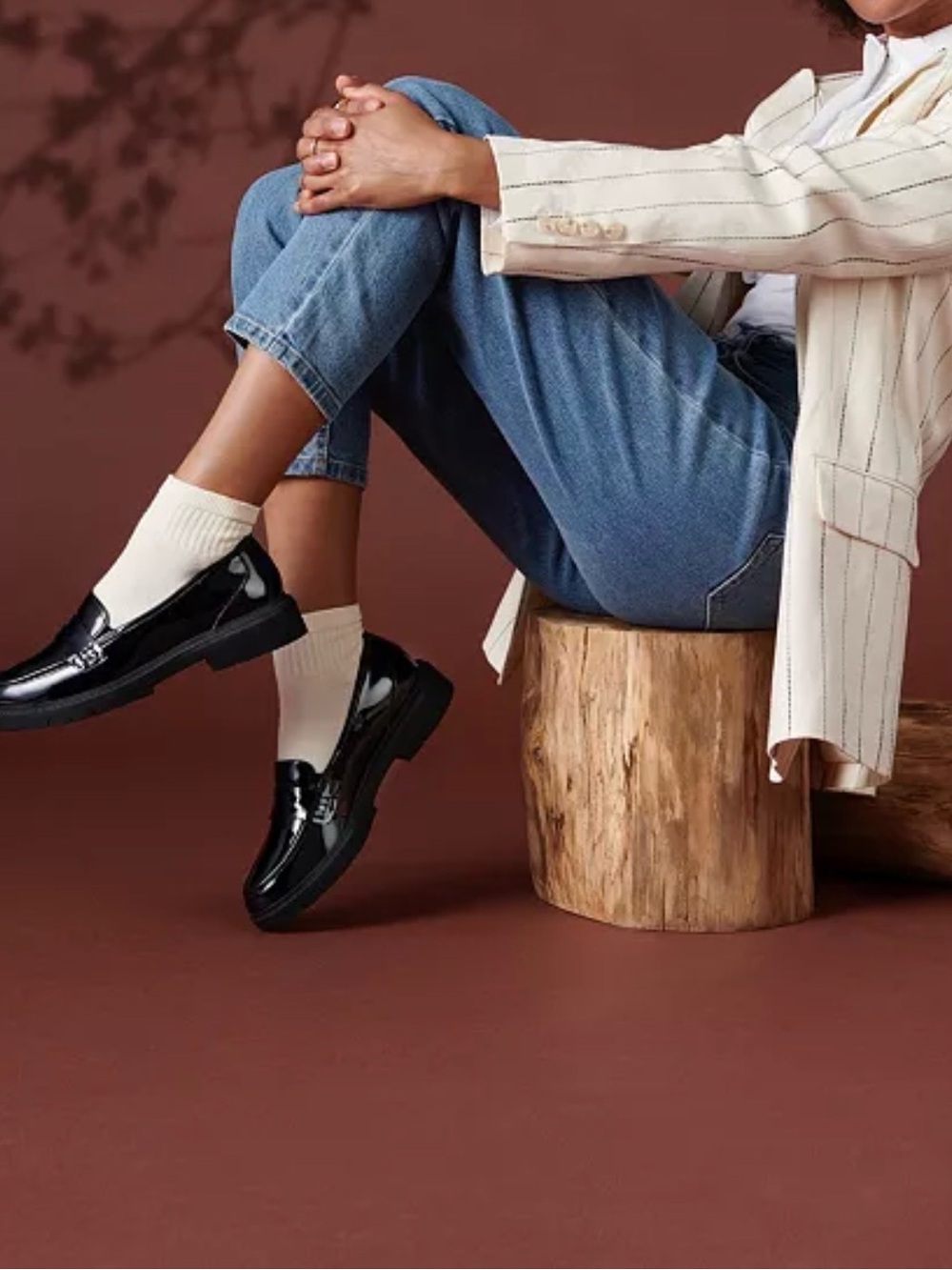 Clark Black Patent Round Toe Penny Loafers